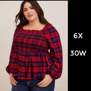 Torrid NWT Brushed Rayon Acrylic Smocked Top